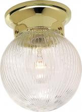 Nuvo SF76/256 - 1 Light - 6&#34; Flush with Clear Ribbed Glass - Polished Brass Finish