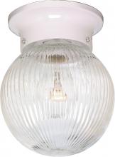 Nuvo SF76/257 - 1 Light - 6&#34; Flush with Clear Ribbed Glass - White Finish