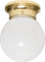 Nuvo SF77/108 - 1 Light - 6&#34; Flush with White Glass - Polished Brass Finish