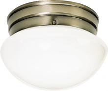 Nuvo SF77/921 - 1 Light - 8&#34; Flush with White Glass - Antique Brass Finish