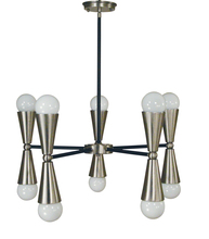 Framburg 3035 SB/MBLACK - 10-Light Satin Brass/Matte Black Equinox Chandelier